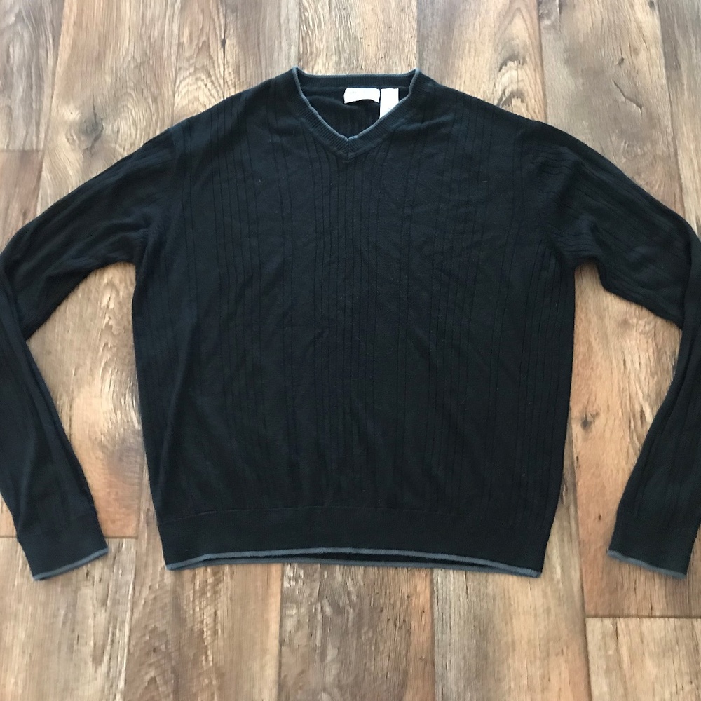 Concepts By Claiborne Mens Black Sweater V Neck M